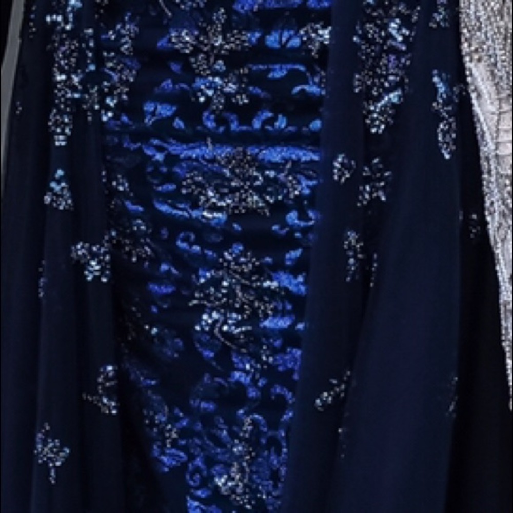 Jovani cap sleeve adorned silhouette gown